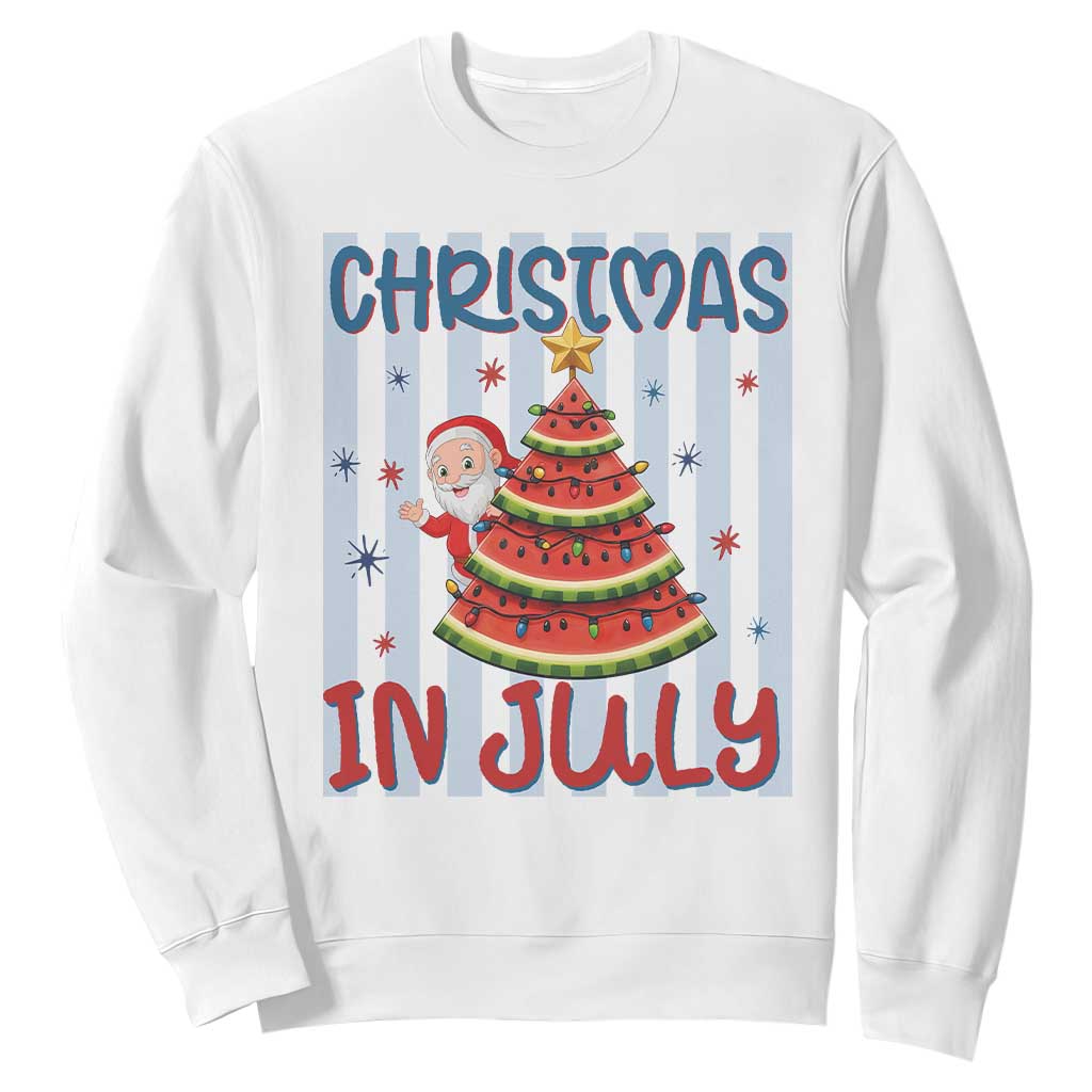 Funny Santa Christmas in July Sweatshirt Melon Christmas Tree Summer TS14 White Print Your Wear