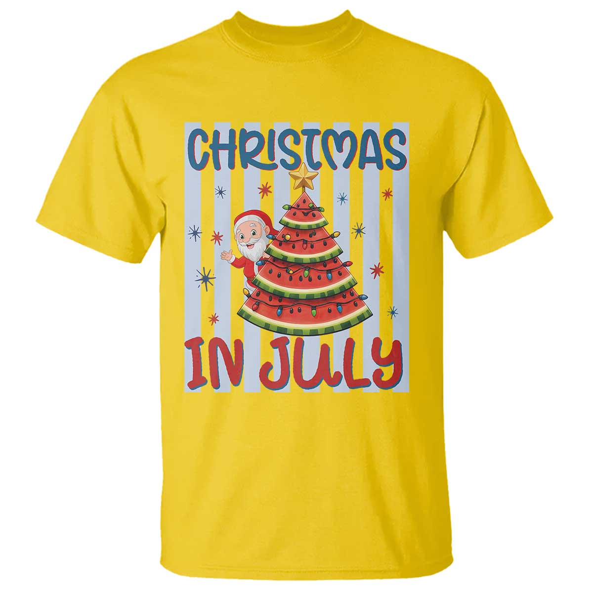 Funny Santa Christmas in July T Shirt Melon Christmas Tree Summer TS14 Daisy Print Your Wear