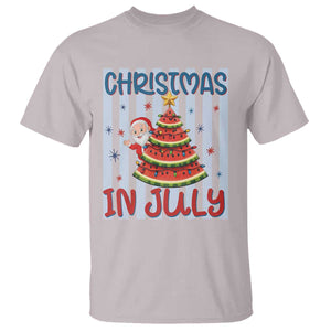 Funny Santa Christmas in July T Shirt Melon Christmas Tree Summer TS14 Ice Gray Print Your Wear
