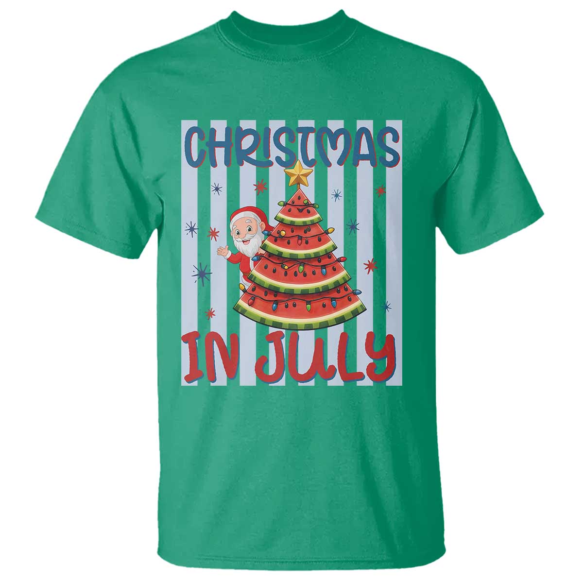 Funny Santa Christmas in July T Shirt Melon Christmas Tree Summer TS14 Irish Green Print Your Wear