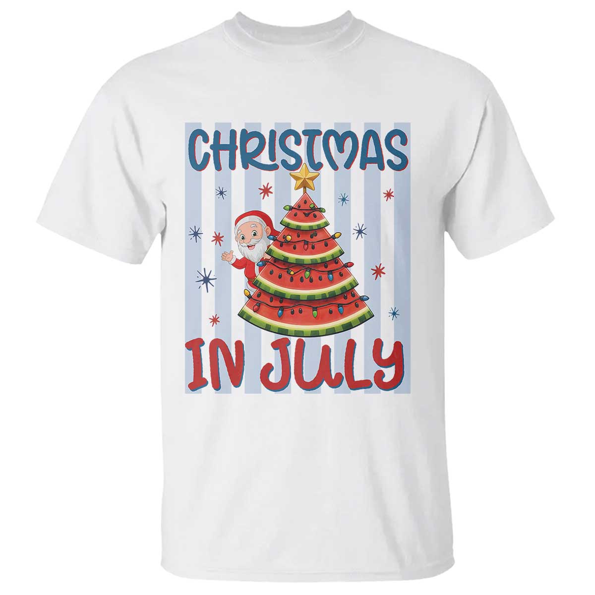 Funny Santa Christmas in July T Shirt Melon Christmas Tree Summer TS14 White Print Your Wear