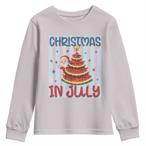 Funny Santa Christmas in July Youth Sweatshirt Melon Christmas Tree Summer TS14 Ice Gray Print Your Wear