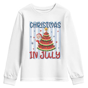 Funny Santa Christmas in July Youth Sweatshirt Melon Christmas Tree Summer TS14 White Print Your Wear