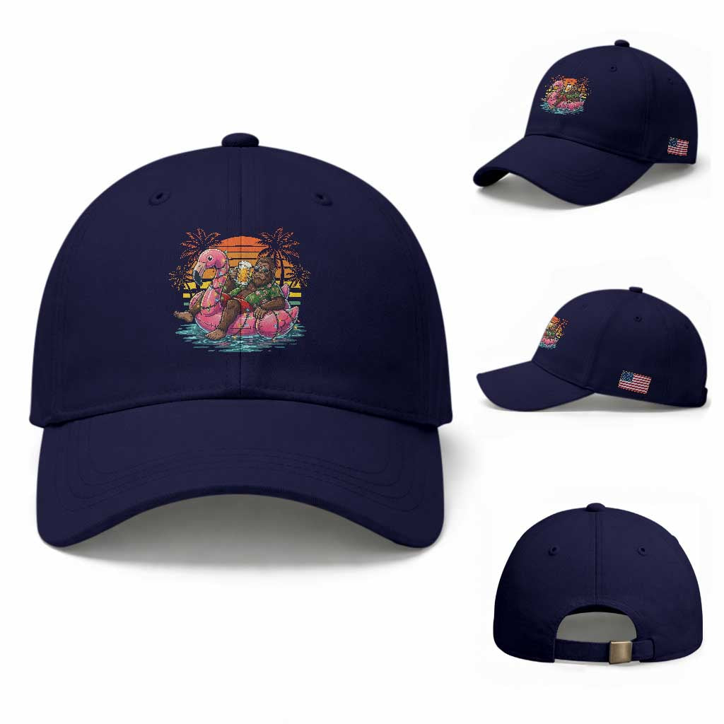 Funny Bigfoot Drinking Beer Christmas in July Baseball Cap TS14 Baseball Cap Universal Fit Dark Blue Print Your Wear