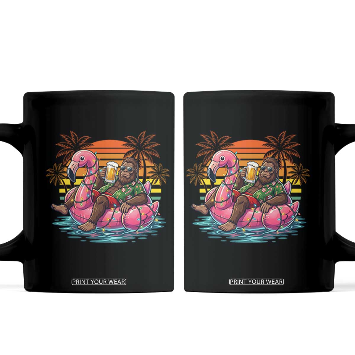 Funny Bigfoot Drinking Beer Christmas in July Coffee Mug TS14 Black Print Your Wear