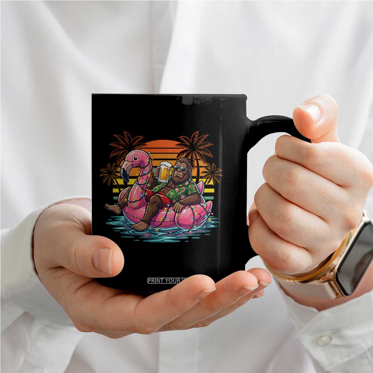 Funny Bigfoot Drinking Beer Christmas in July Coffee Mug TS14 Print Your Wear