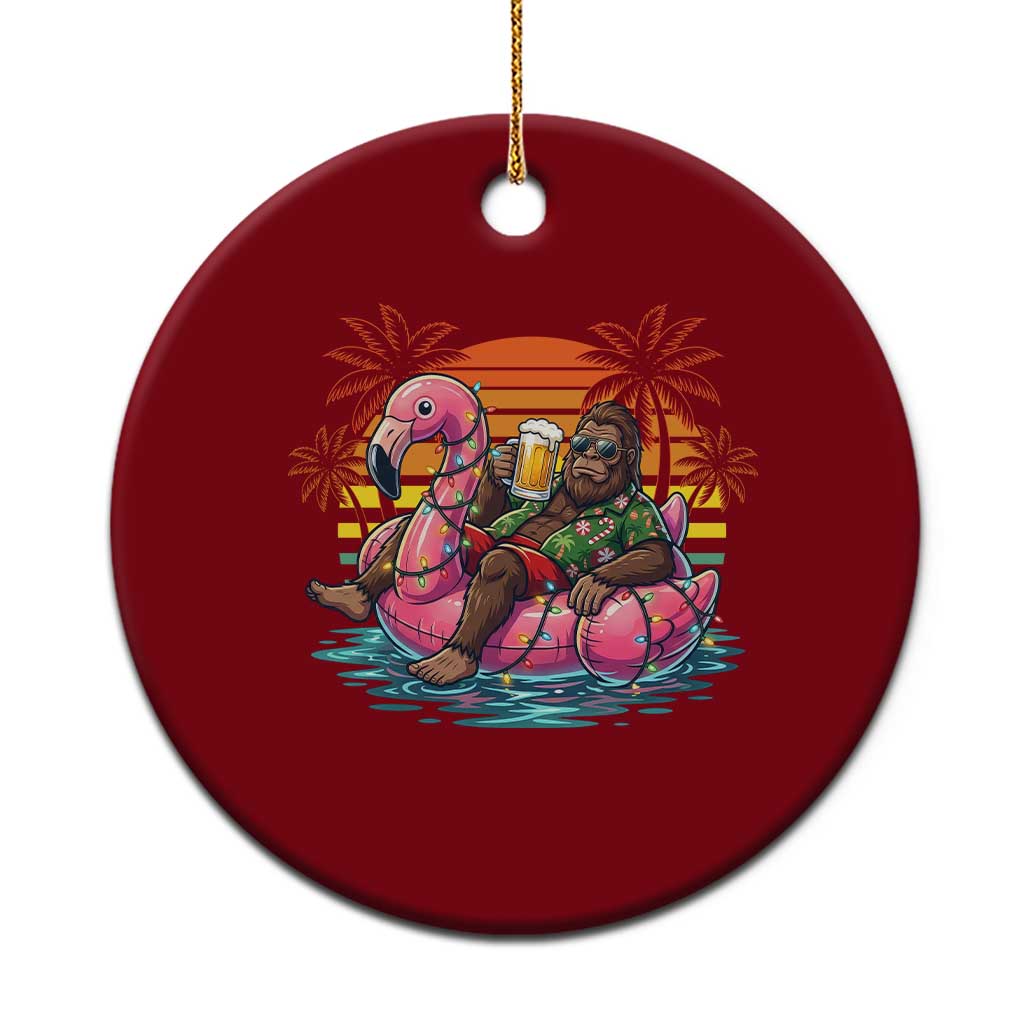 Funny Bigfoot Drinking Beer Christmas in July Ceramic Ornament TS14 1pc Red Print Your Wear