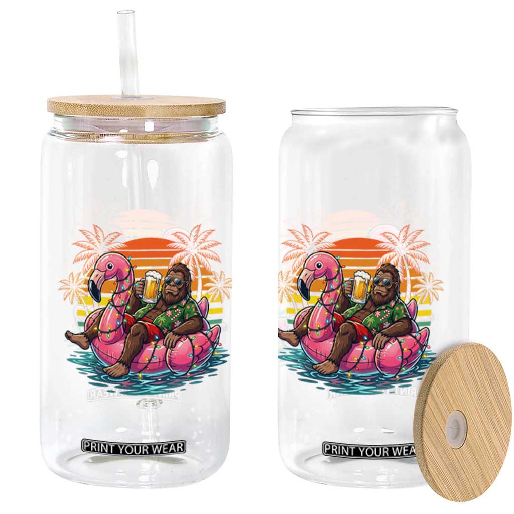 Funny Bigfoot Drinking Beer Christmas in July Glass Can TS14 Print Your Wear
