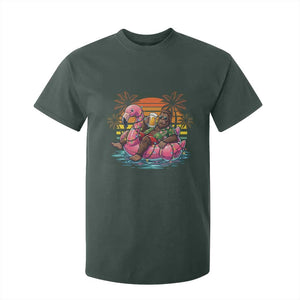 Funny Bigfoot Drinking Beer Christmas in July T Shirt For Kid TS14 Dark Forest Green Print Your Wear