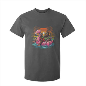 Funny Bigfoot Drinking Beer Christmas in July T Shirt For Kid TS14 Dark Heather Print Your Wear
