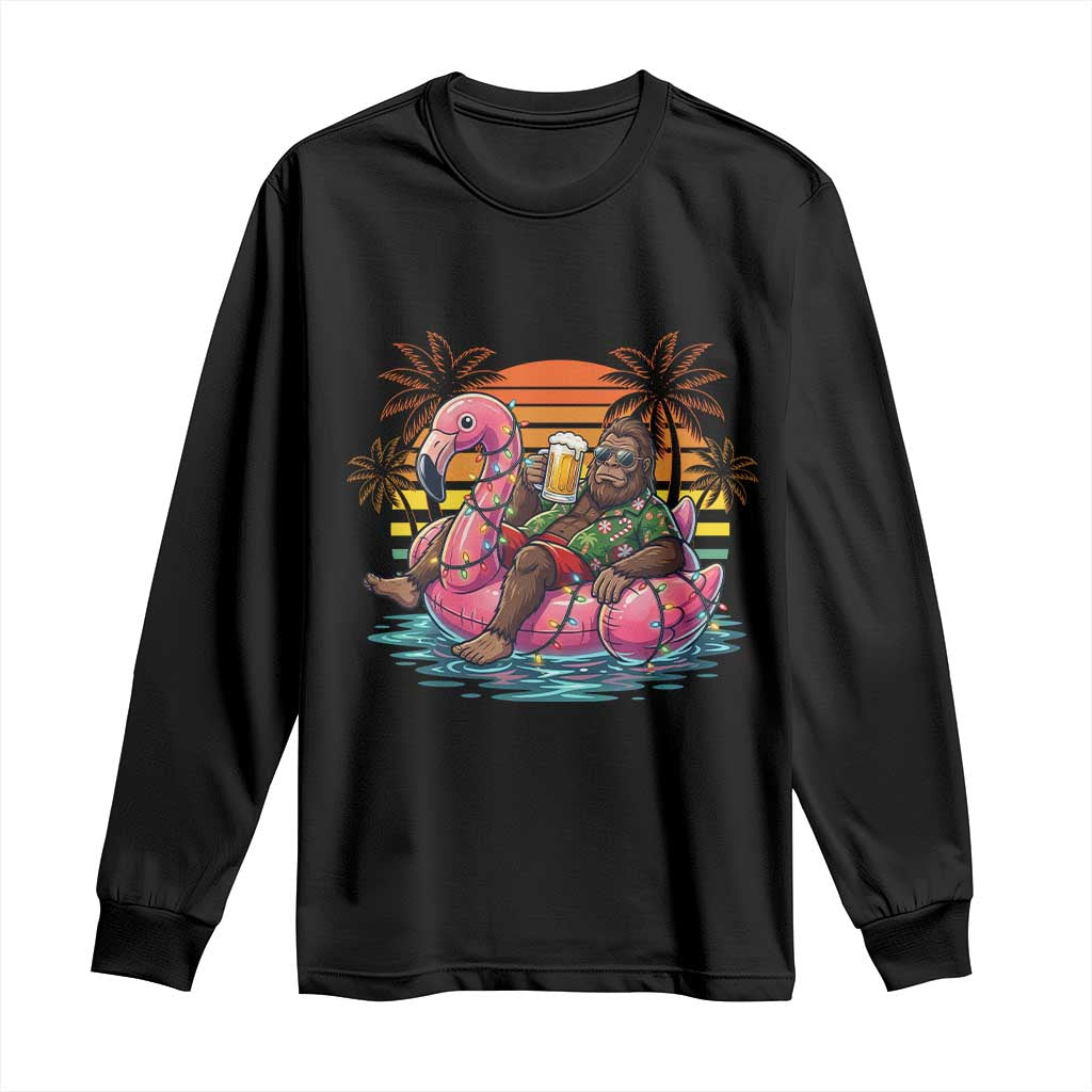 Funny Bigfoot Drinking Beer Christmas in July Long Sleeve Shirt TS14 Black Print Your Wear