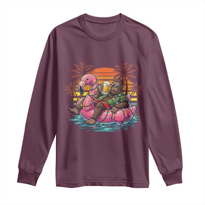 Funny Bigfoot Drinking Beer Christmas in July Long Sleeve Shirt TS14 Maroon Print Your Wear