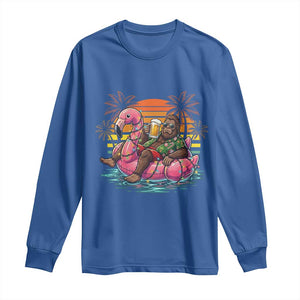 Funny Bigfoot Drinking Beer Christmas in July Long Sleeve Shirt TS14 Royal Blue Print Your Wear