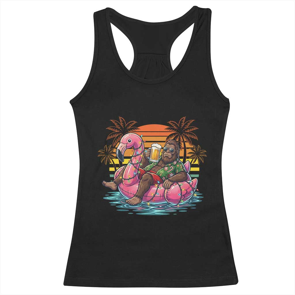 Funny Bigfoot Drinking Beer Christmas in July Racerback Tank Top TS14 Black Print Your Wear