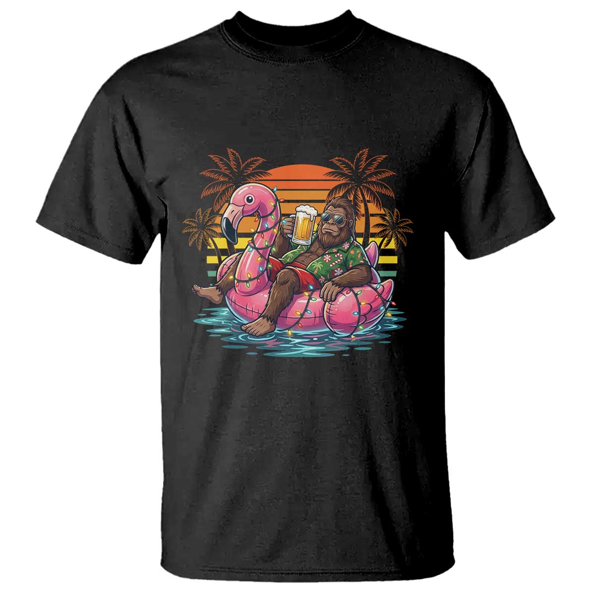 Funny Bigfoot Drinking Beer Christmas in July T Shirt TS14 Black Print Your Wear