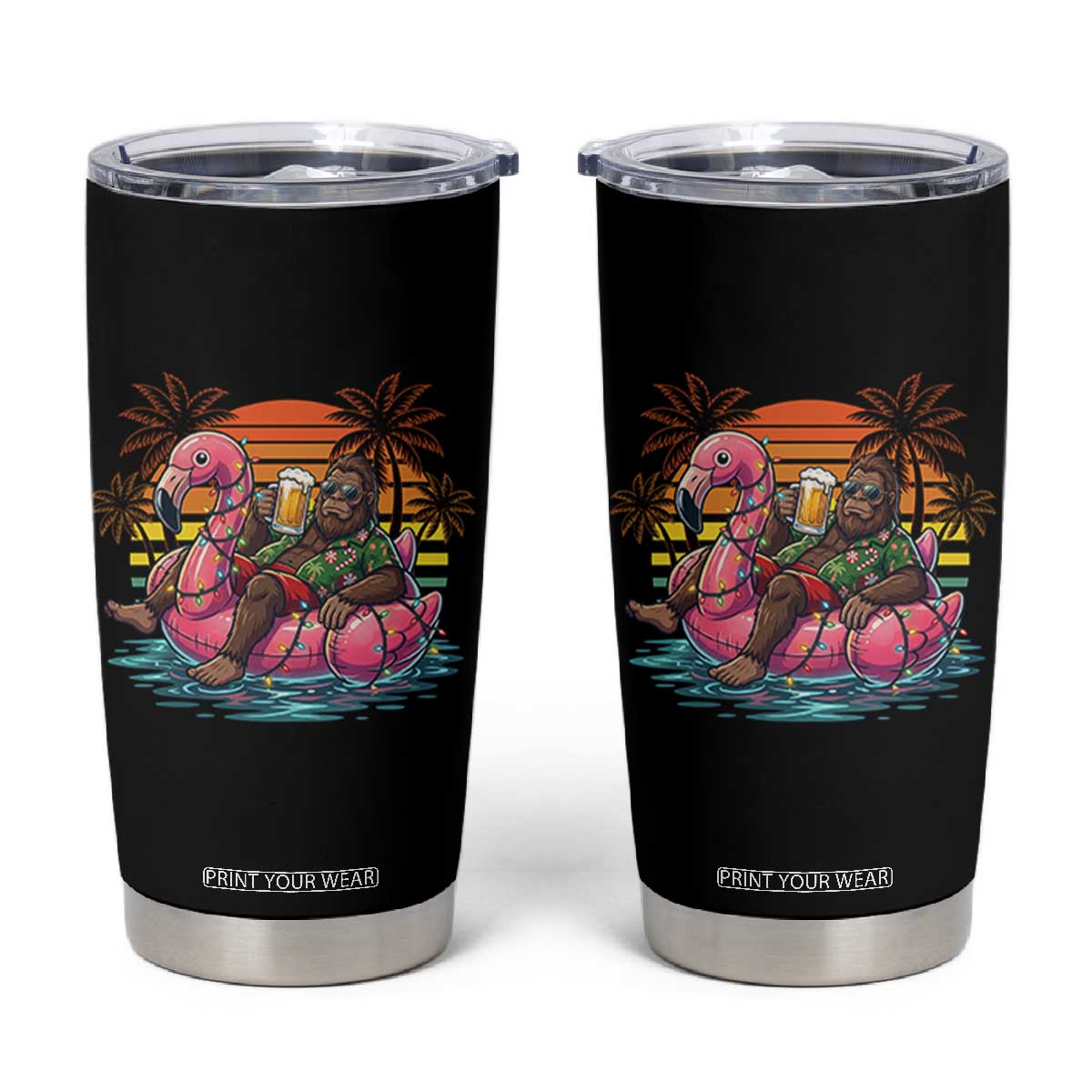 Funny Bigfoot Drinking Beer Christmas in July Tumbler Cup TS14 Black Print Your Wear