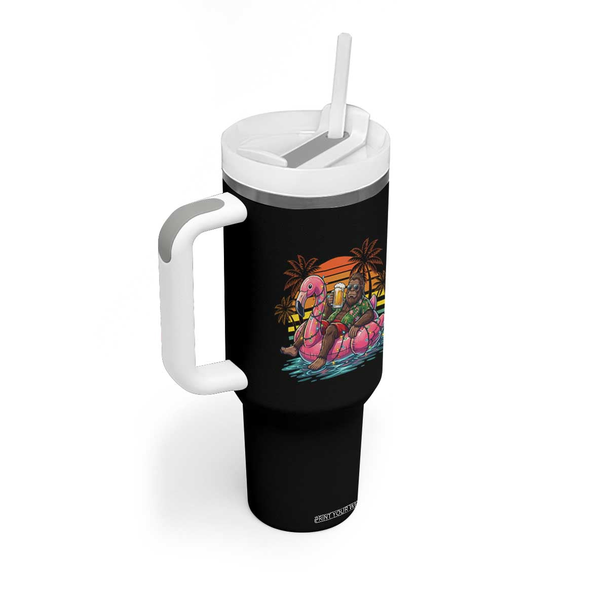 Funny Bigfoot Drinking Beer Christmas in July Tumbler With Handle TS14 Print Your Wear