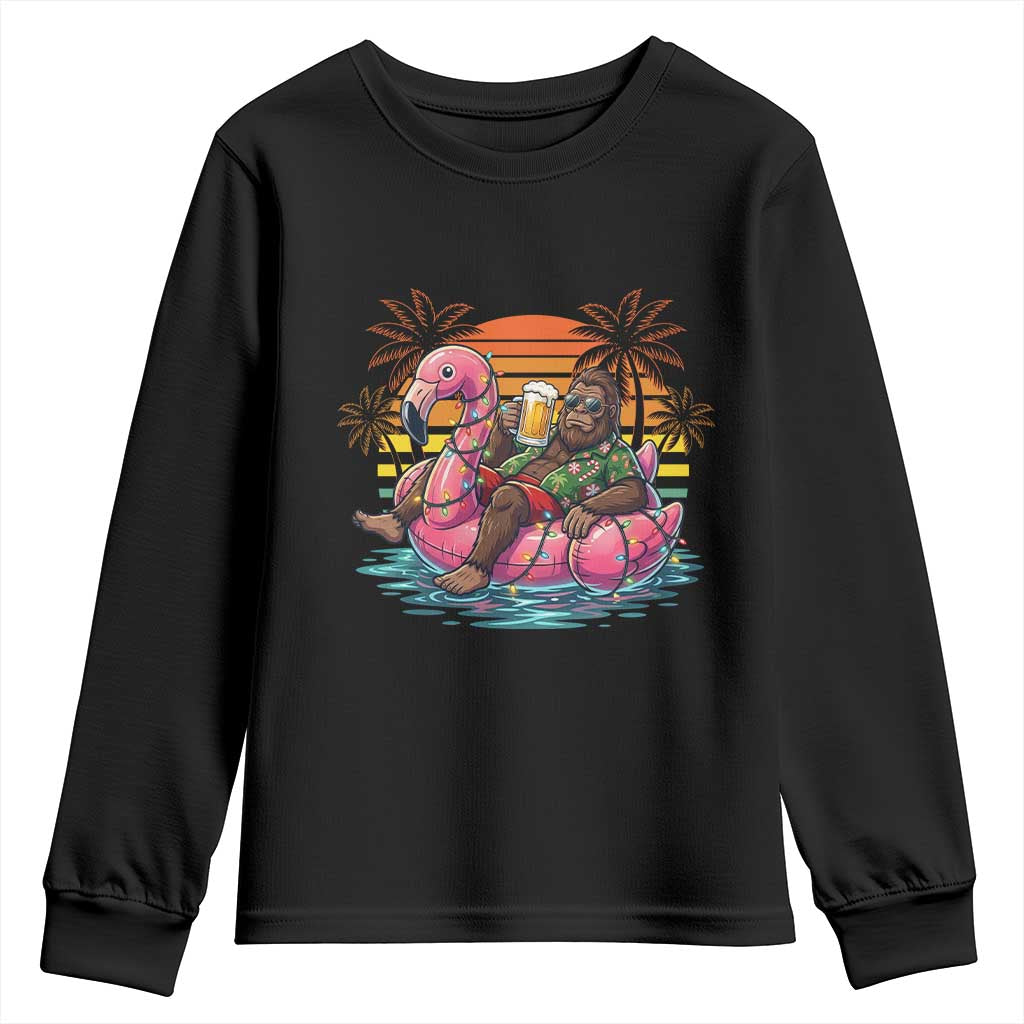 Funny Bigfoot Drinking Beer Christmas in July Youth Sweatshirt TS14 Black Print Your Wear