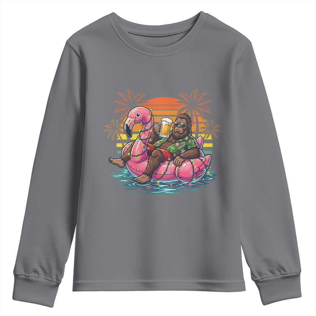 Funny Bigfoot Drinking Beer Christmas in July Youth Sweatshirt TS14 Charcoal Print Your Wear