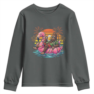 Funny Bigfoot Drinking Beer Christmas in July Youth Sweatshirt TS14 Dark Heather Print Your Wear