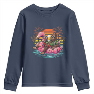 Funny Bigfoot Drinking Beer Christmas in July Youth Sweatshirt TS14 Navy Print Your Wear