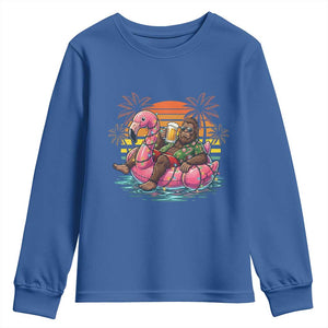 Funny Bigfoot Drinking Beer Christmas in July Youth Sweatshirt TS14 Royal Blue Print Your Wear