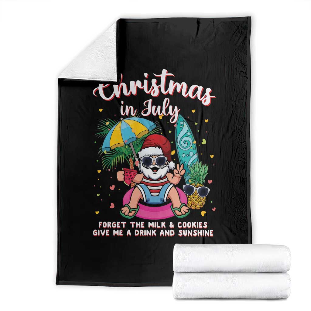 Christmas in July Santa Throw Blanket Palm Tree Beach Summer Hawaii TS14 Black Print Your Wear