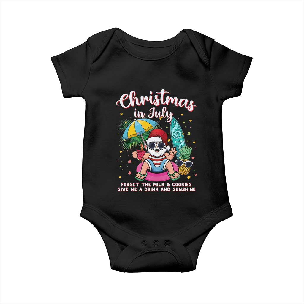 Christmas in July Santa Baby Onesie Palm Tree Beach Summer Hawaii TS14 Black Print Your Wear