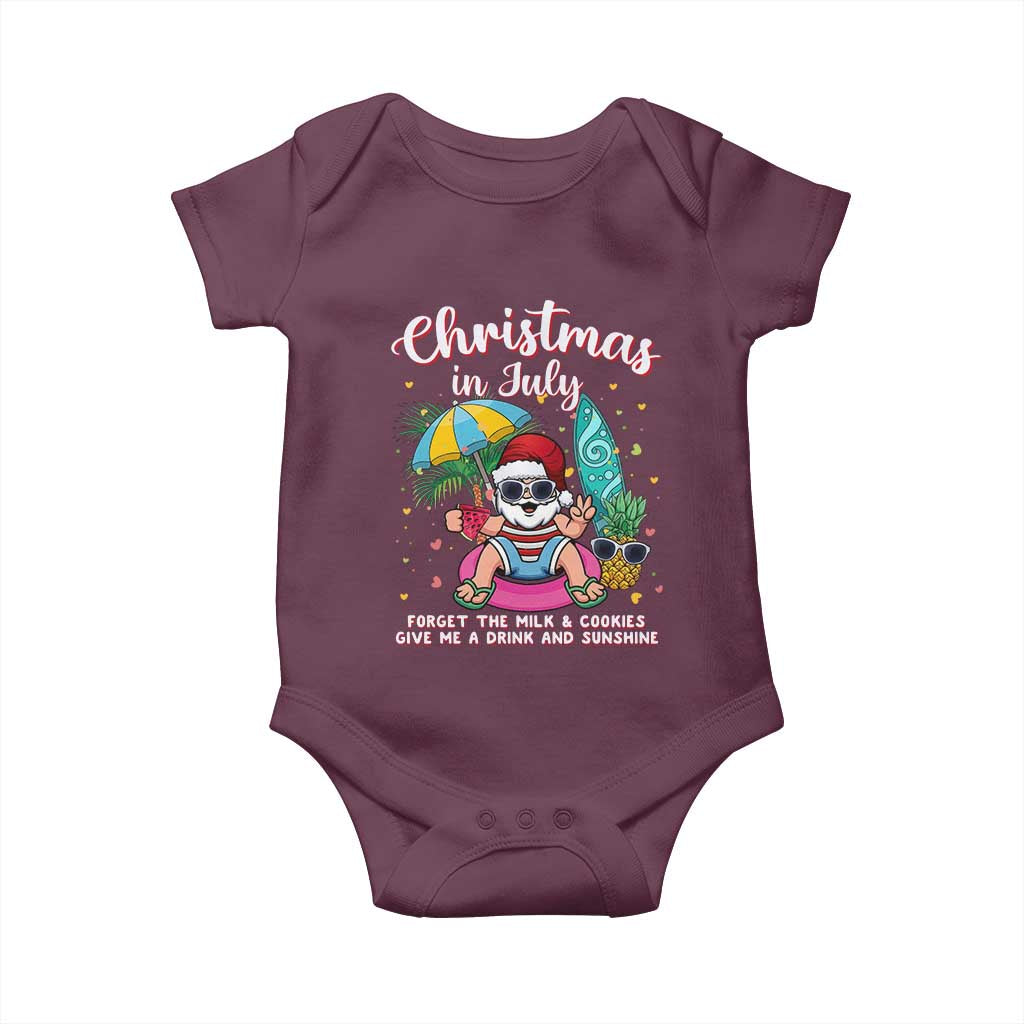 Christmas in July Santa Baby Onesie Palm Tree Beach Summer Hawaii TS14 Maroon Print Your Wear