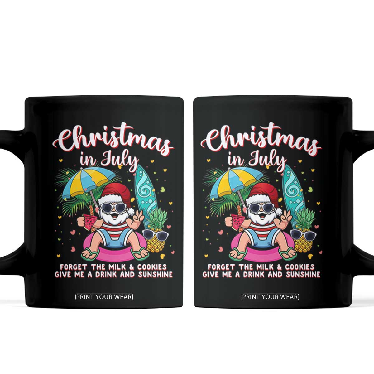Christmas in July Santa Coffee Mug Palm Tree Beach Summer Hawaii TS14 Black Print Your Wear