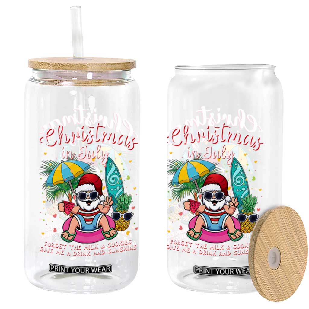Christmas in July Santa Glass Can Palm Tree Beach Summer Hawaii TS14 Print Your Wear