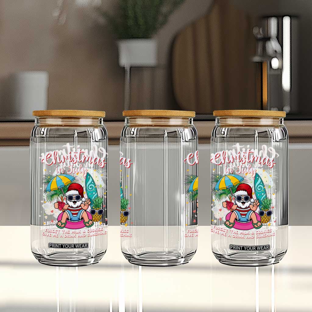 Christmas in July Santa Glass Can Palm Tree Beach Summer Hawaii TS14 Print Your Wear
