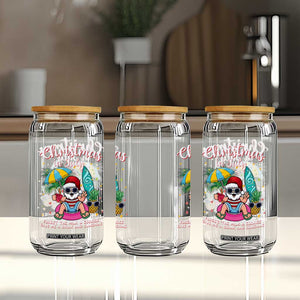 Christmas in July Santa Glass Can Palm Tree Beach Summer Hawaii TS14 Print Your Wear