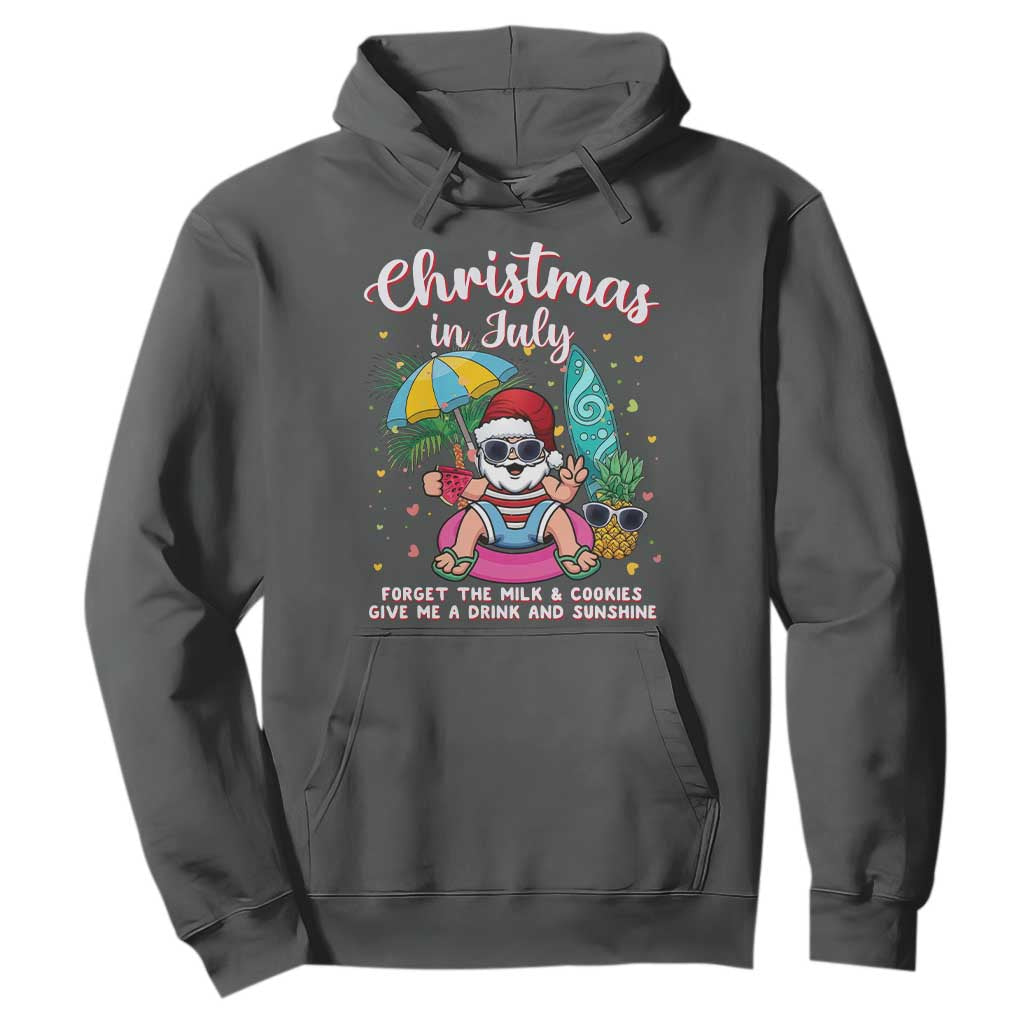 Christmas in July Santa Hoodie Palm Tree Beach Summer Hawaii TS14 Dark Heather Print Your Wear