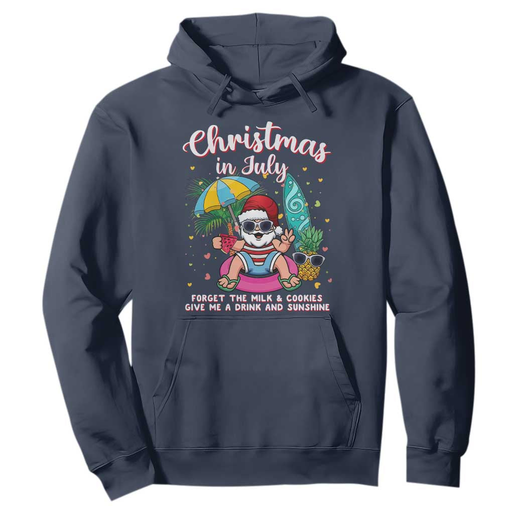 Christmas in July Santa Hoodie Palm Tree Beach Summer Hawaii TS14 Navy Print Your Wear