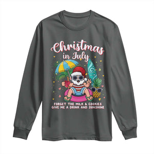 Christmas in July Santa Long Sleeve Shirt Palm Tree Beach Summer Hawaii TS14 Dark Heather Print Your Wear