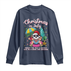 Christmas in July Santa Long Sleeve Shirt Palm Tree Beach Summer Hawaii TS14 Navy Print Your Wear