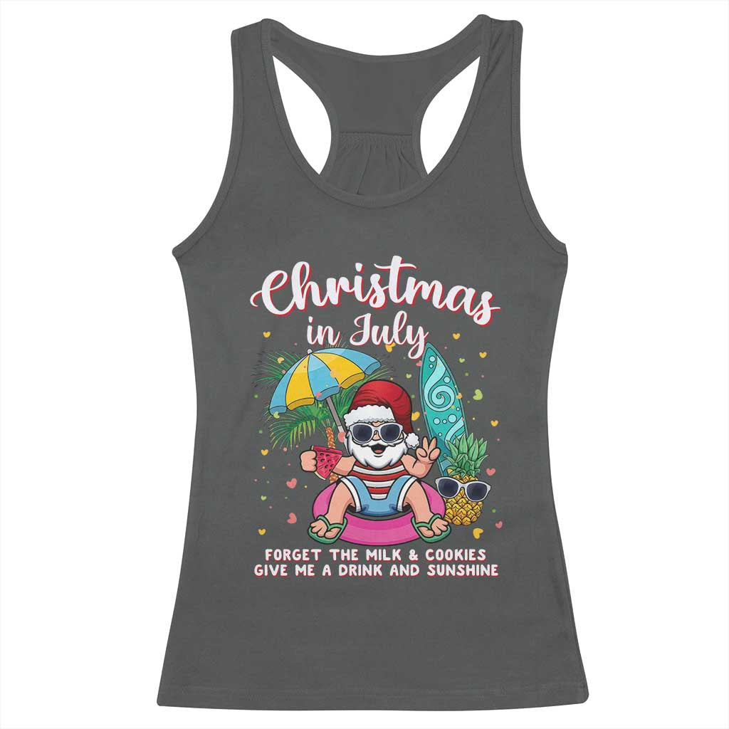 Christmas in July Santa Racerback Tank Top Palm Tree Beach Summer Hawaii TS14 Dark Heather Print Your Wear