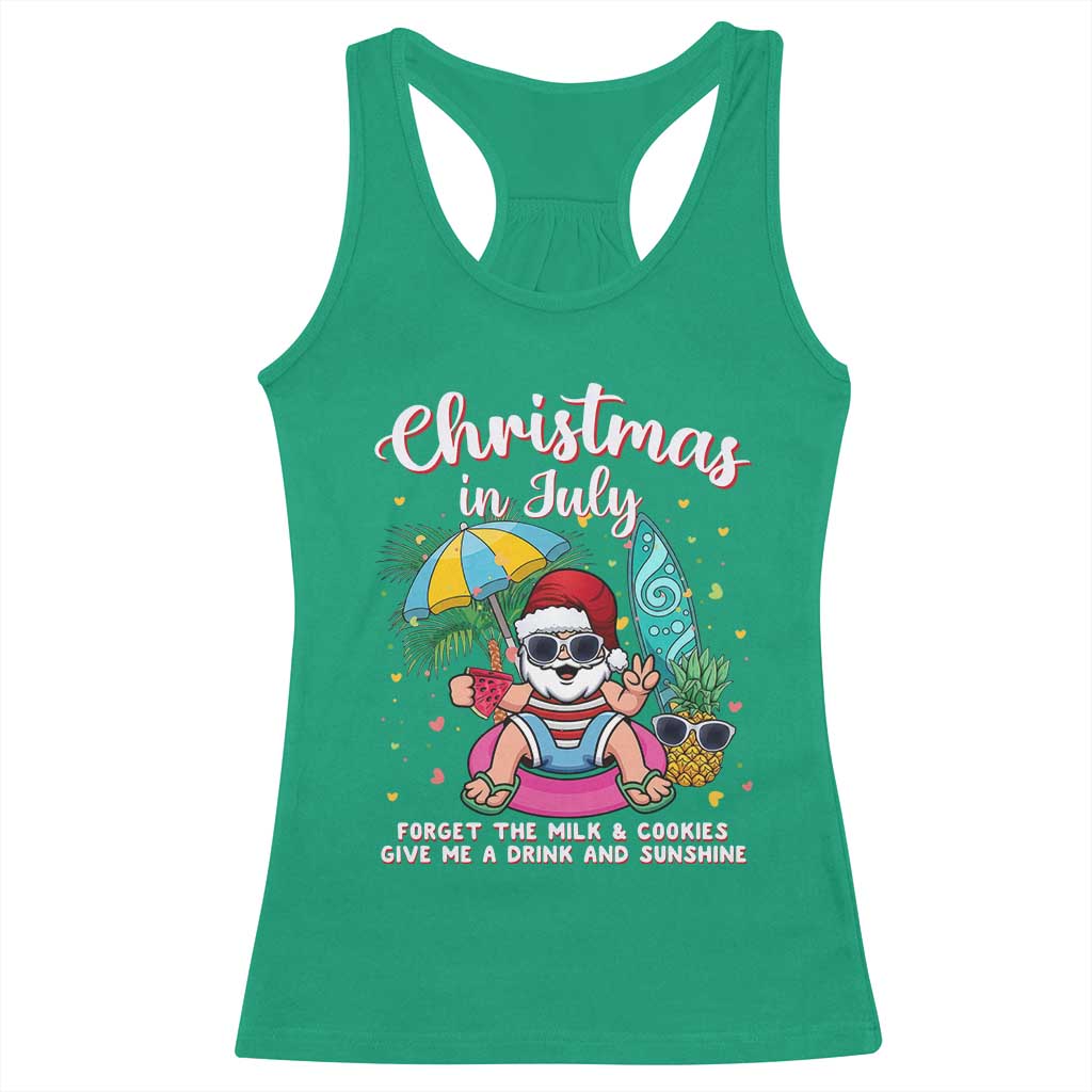 Christmas in July Santa Racerback Tank Top Palm Tree Beach Summer Hawaii TS14 Irish Green Print Your Wear