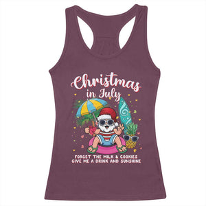 Christmas in July Santa Racerback Tank Top Palm Tree Beach Summer Hawaii TS14 Maroon Print Your Wear