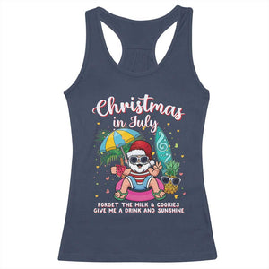 Christmas in July Santa Racerback Tank Top Palm Tree Beach Summer Hawaii TS14 Navy Print Your Wear