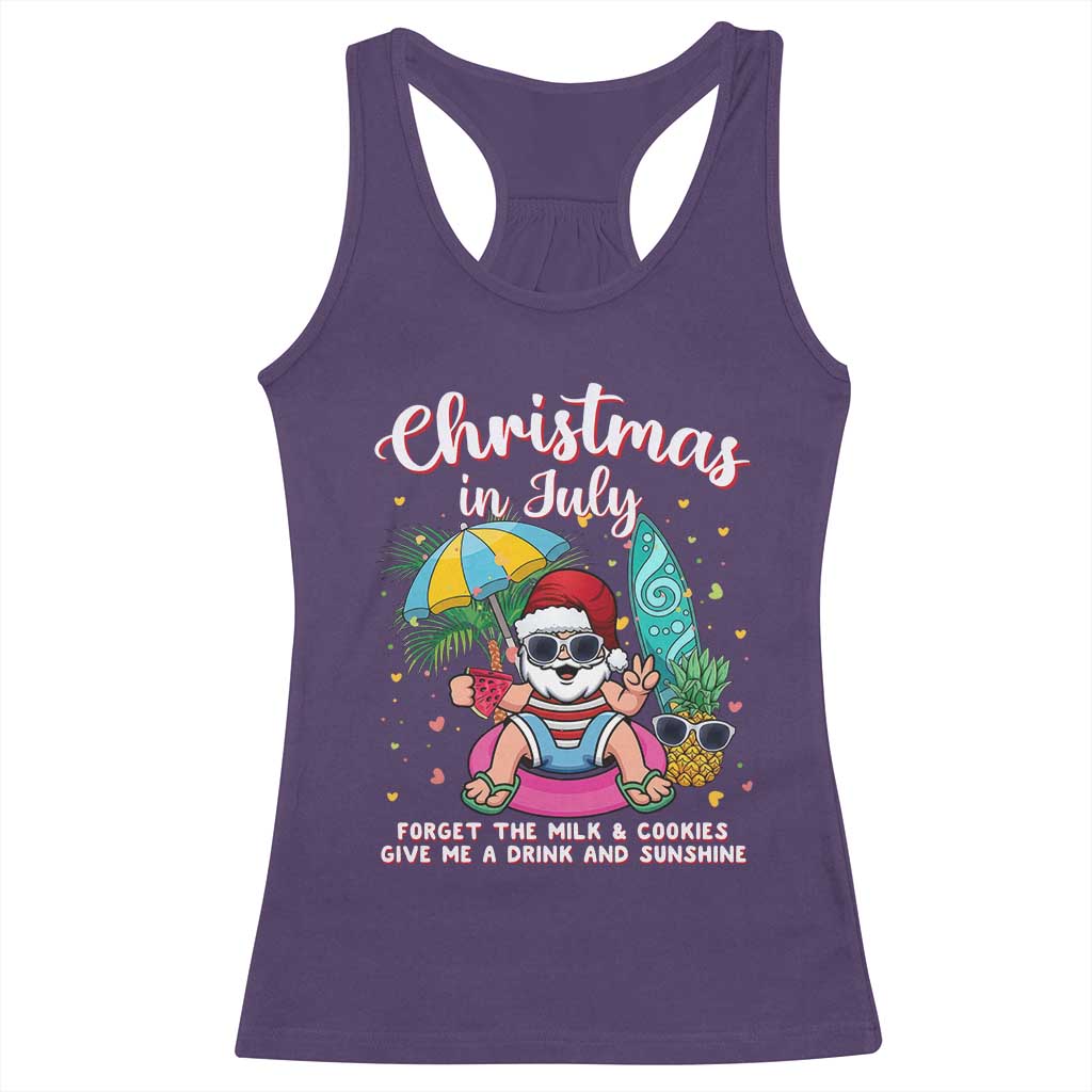 Christmas in July Santa Racerback Tank Top Palm Tree Beach Summer Hawaii TS14 Purple Print Your Wear