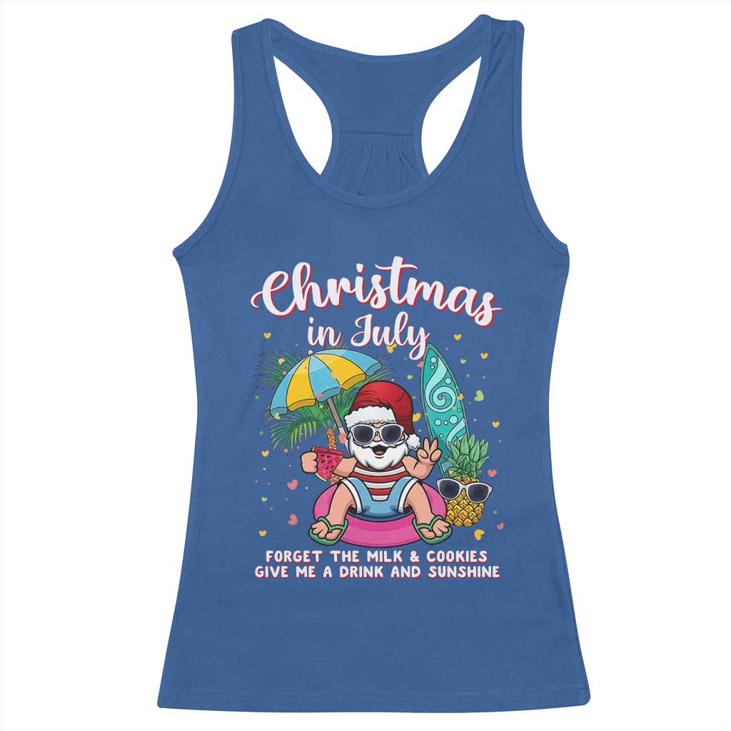 Christmas in July Santa Racerback Tank Top Palm Tree Beach Summer Hawaii TS14 Royal Blue Print Your Wear