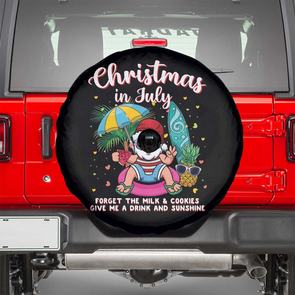 Christmas in July Santa Spare Tire Cover Palm Tree Beach Summer Hawaii TS14 Black Print Your Wear