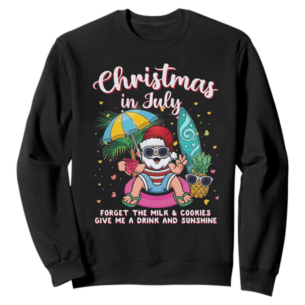 Christmas in July Santa Sweatshirt Palm Tree Beach Summer Hawaii TS14 Black Print Your Wear