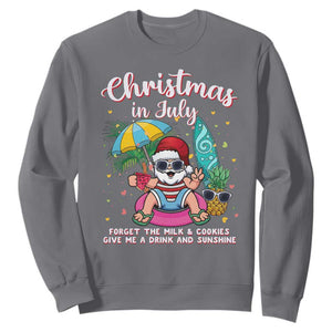 Christmas in July Santa Sweatshirt Palm Tree Beach Summer Hawaii TS14 Charcoal Print Your Wear