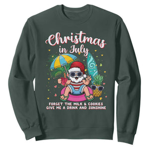 Christmas in July Santa Sweatshirt Palm Tree Beach Summer Hawaii TS14 Dark Forest Green Print Your Wear
