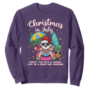 Christmas in July Santa Sweatshirt Palm Tree Beach Summer Hawaii TS14 Purple Print Your Wear