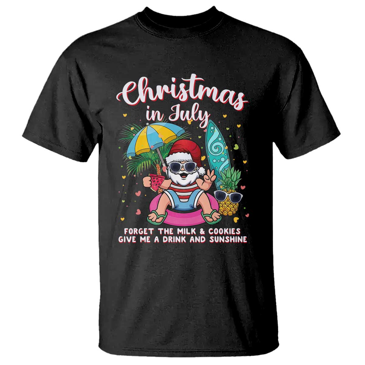 Christmas in July Santa T Shirt Palm Tree Beach Summer Hawaii TS14 Black Print Your Wear