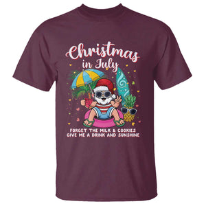 Christmas in July Santa T Shirt Palm Tree Beach Summer Hawaii TS14 Maroon Print Your Wear